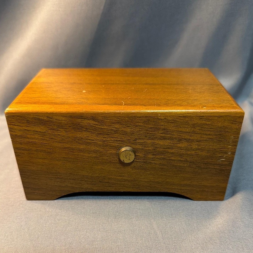 Vintage Reuge Swiss Music Box Wood Jewelry Case Die Forelle Nachtmusik 3527 AB